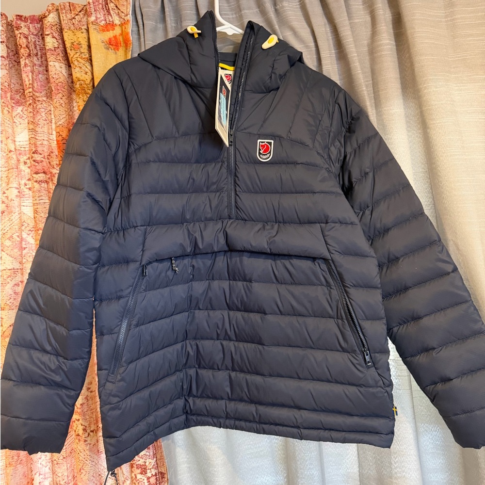 Fjallraven Navy Quilted Hooded Puffer Jacket